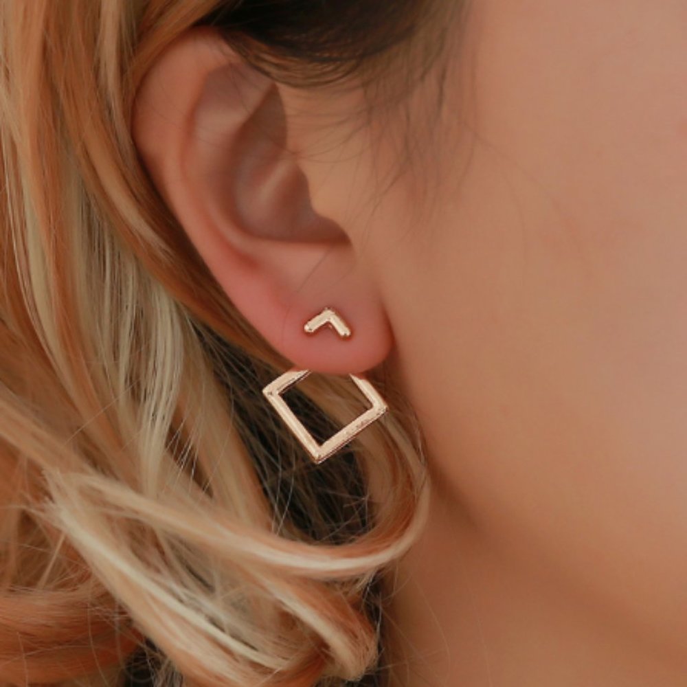 Trendy Gold Tone Geometric Minimalist Earrings - Picture 1 of 5